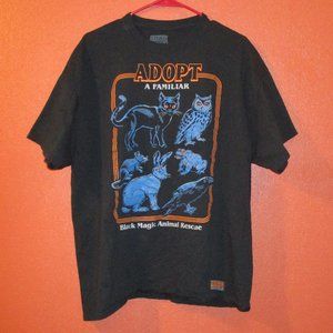 Steven Rhodes Men X Large Black Blue Orange Magic Cat Rabbit Animal Shirt